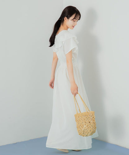 2WAY抽褶荷葉邊連衣裙