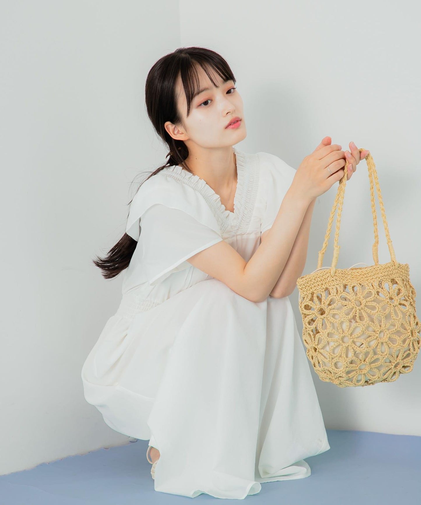 2WAY抽褶荷葉邊連衣裙