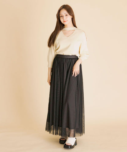 柔軟網紗休閒裙