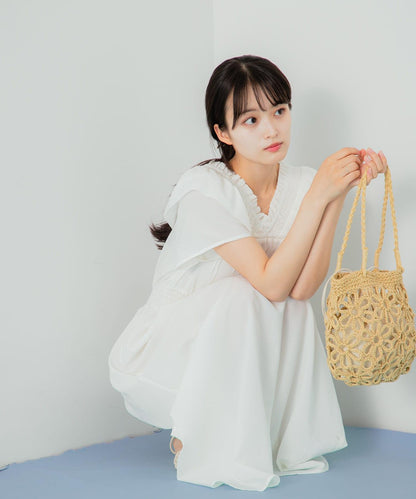 2WAY抽褶荷葉邊連衣裙