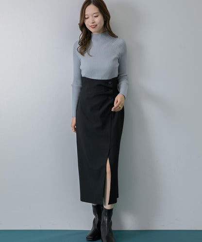 紐扣裝飾半身裙