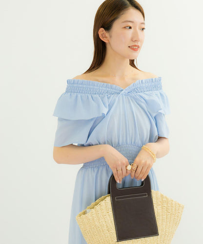 2WAY抽褶荷葉邊連衣裙