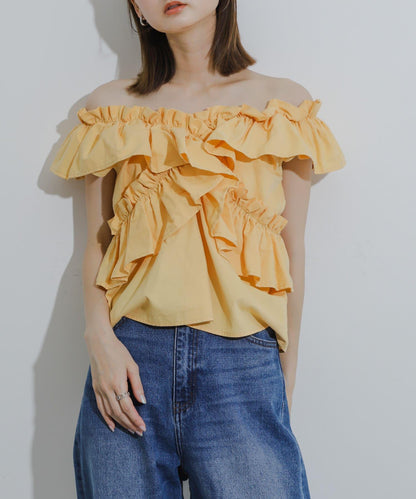 2WAY荷葉邊無袖襯衫