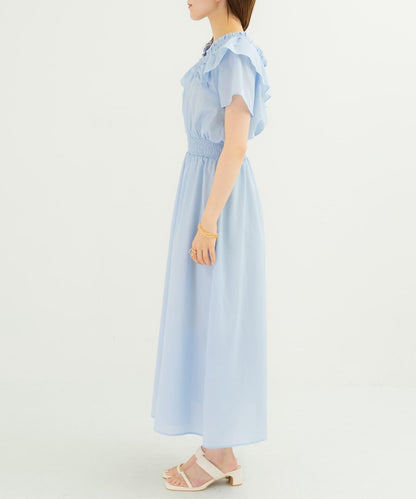 2WAY抽褶荷葉邊連衣裙