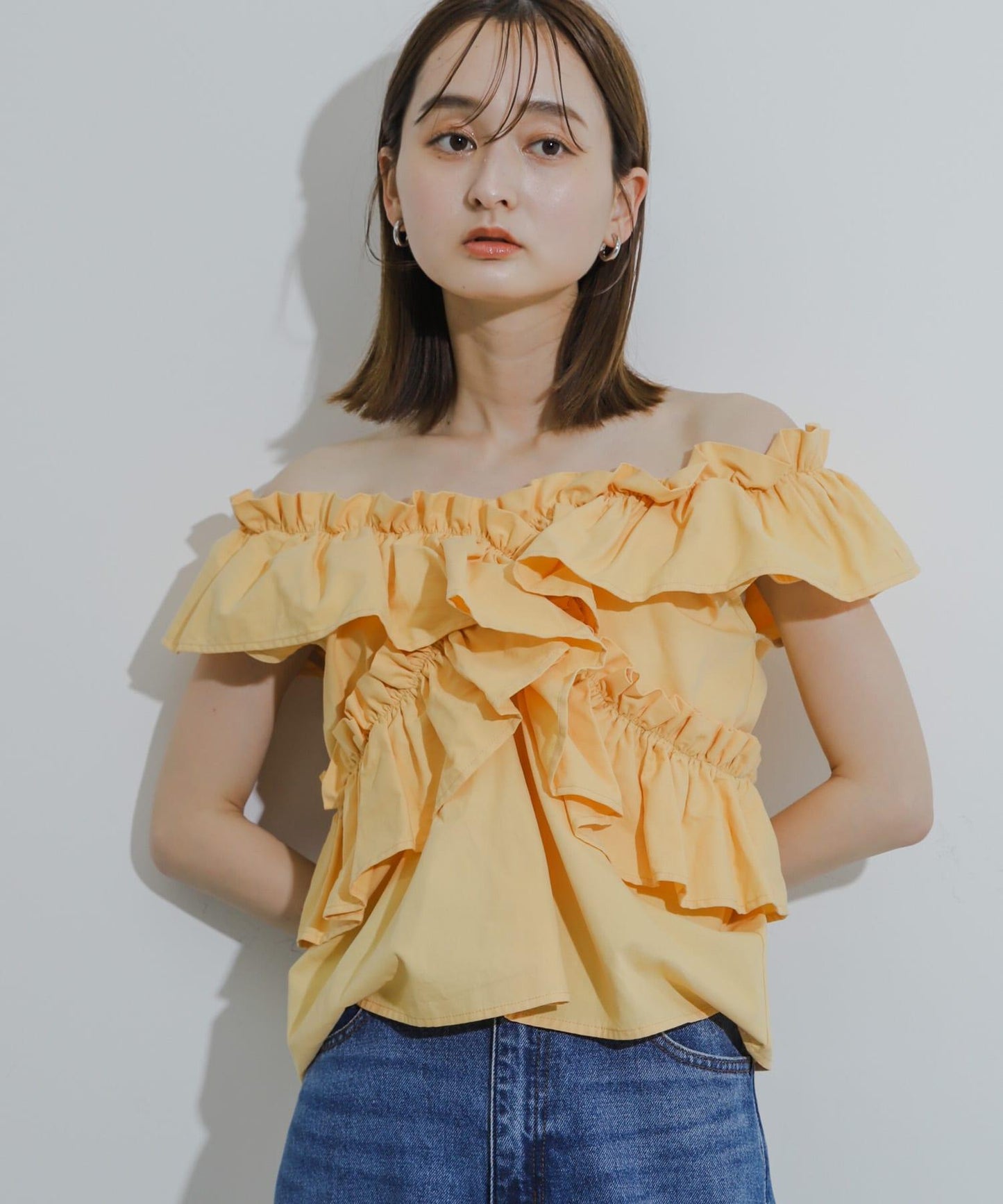 2WAY荷葉邊無袖襯衫