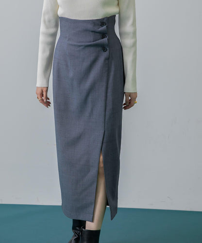 紐扣裝飾半身裙