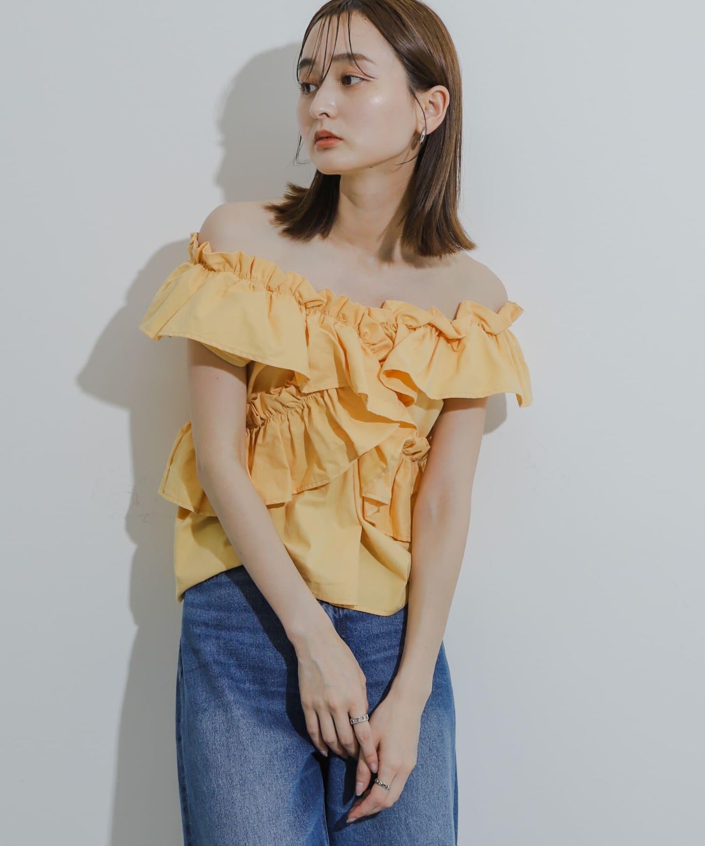 2WAY荷葉邊無袖襯衫