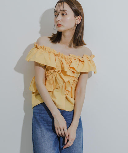 2WAY荷葉邊無袖襯衫