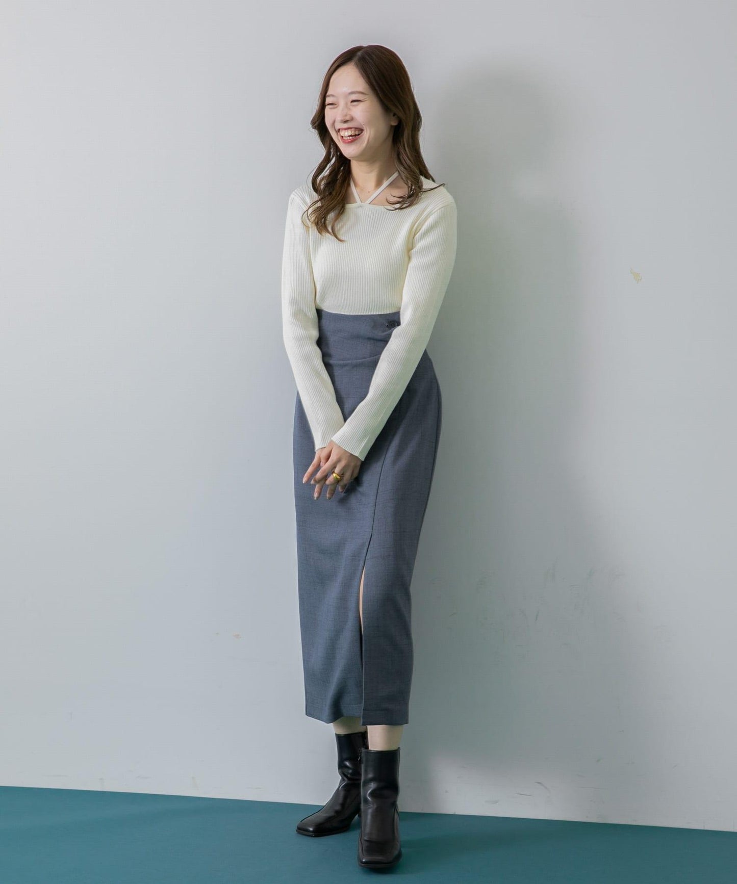 紐扣裝飾半身裙