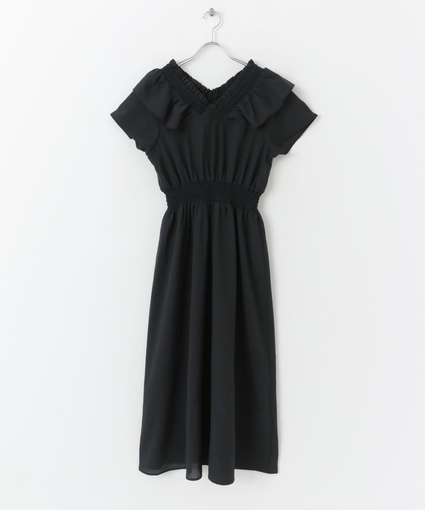 2WAY抽褶荷葉邊連衣裙