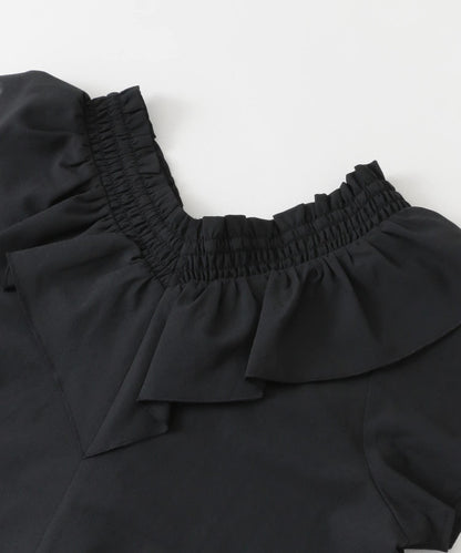 2WAY抽褶荷葉邊連衣裙