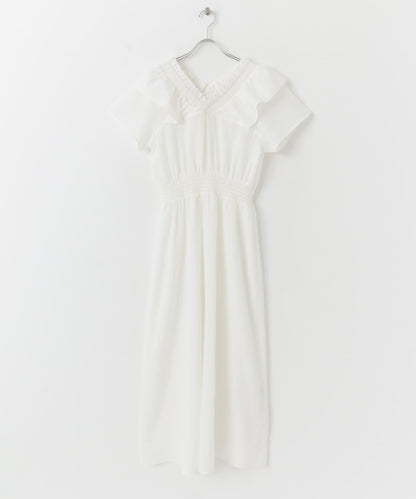 2WAY抽褶荷葉邊連衣裙