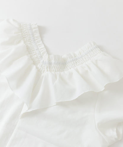 2WAY抽褶荷葉邊連衣裙