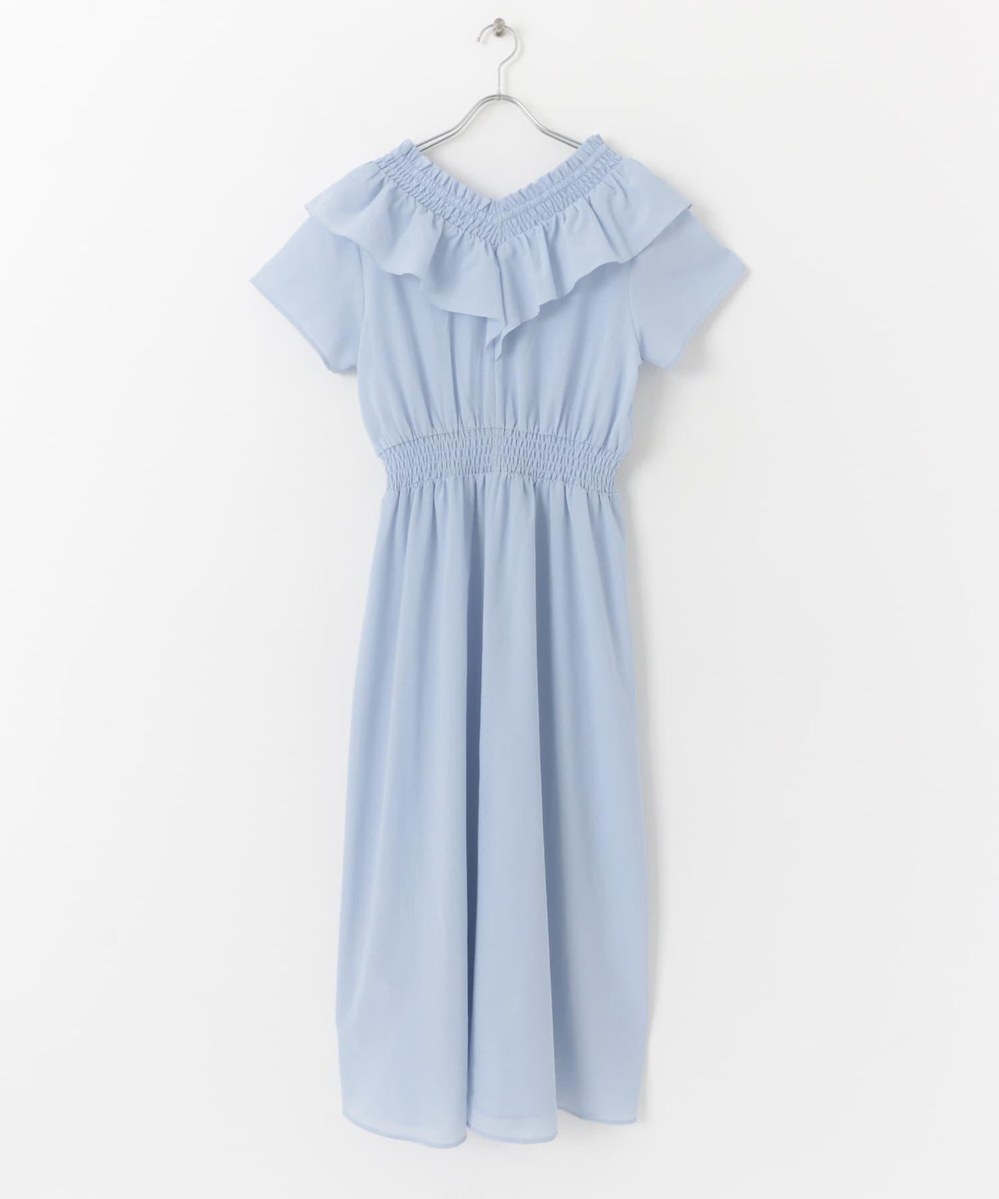 2WAY抽褶荷葉邊連衣裙