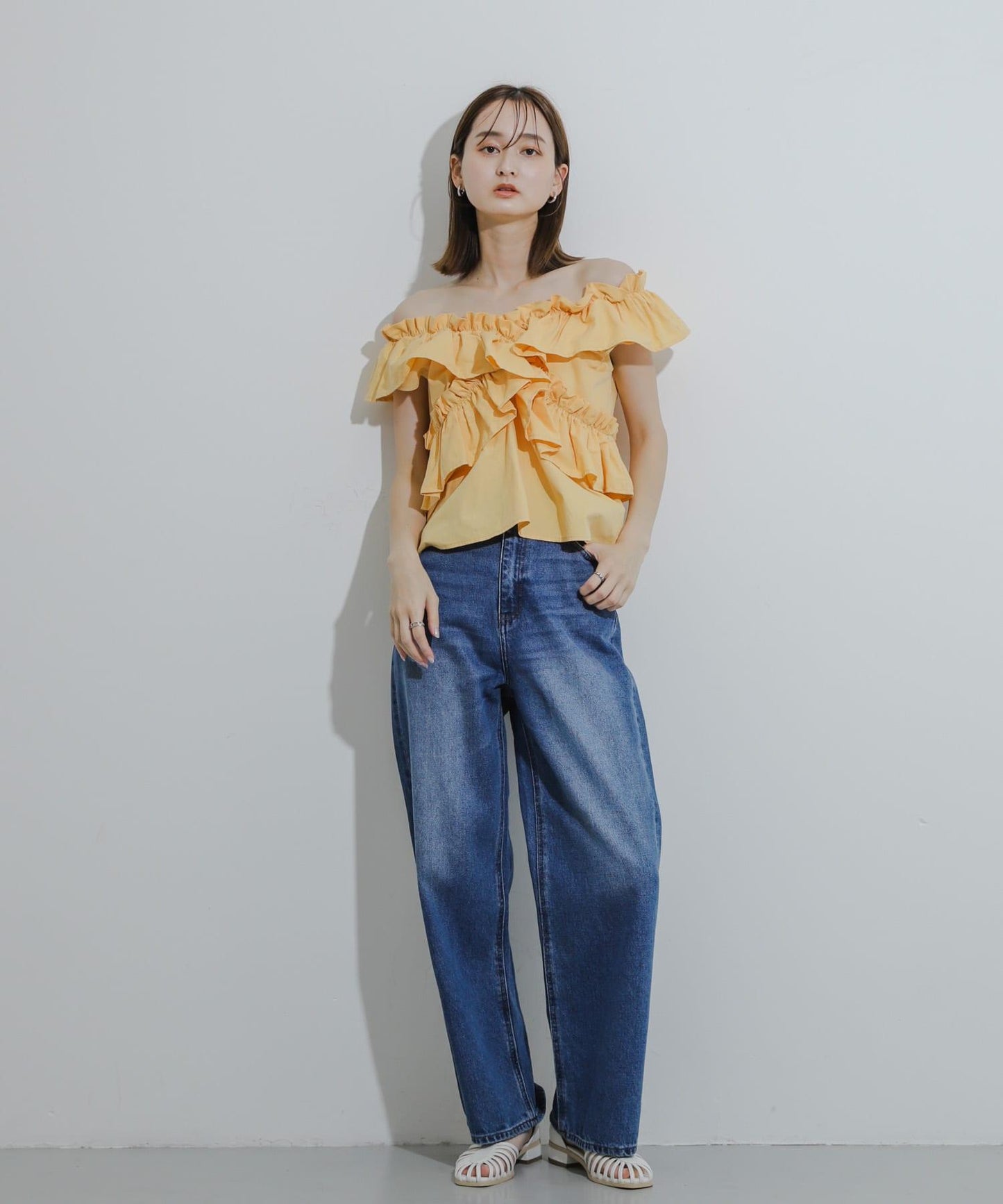 2WAY荷葉邊無袖襯衫