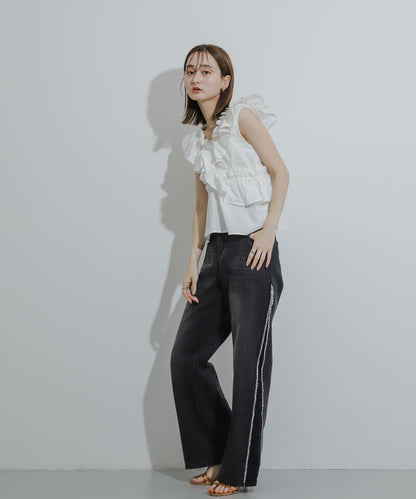 2WAY荷葉邊無袖襯衫
