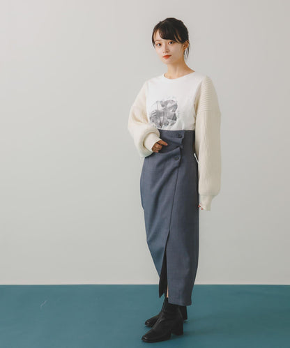 紐扣裝飾半身裙