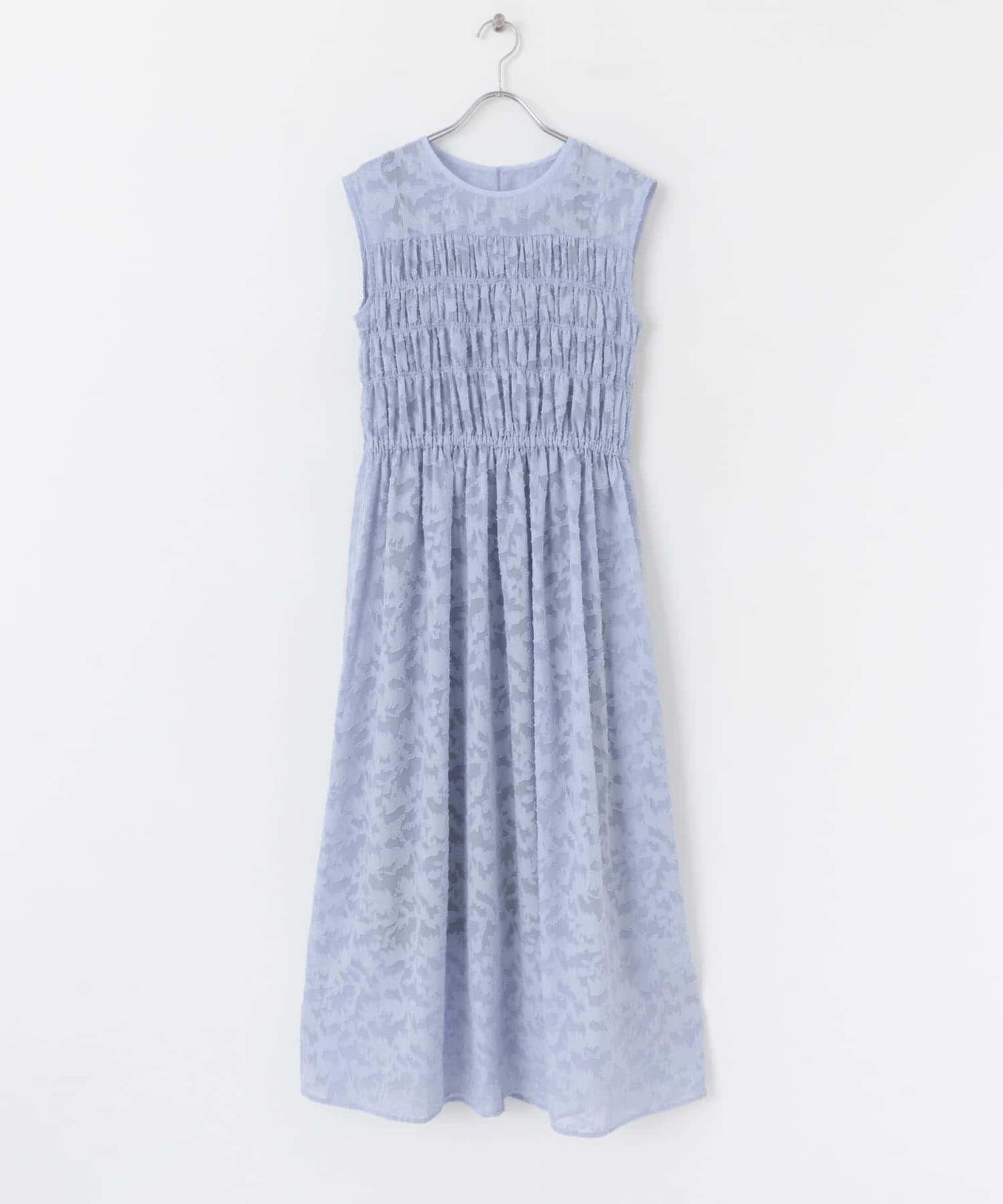 收腰褶皺無袖連衣裙