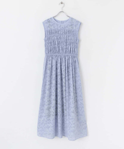 收腰褶皺無袖連衣裙