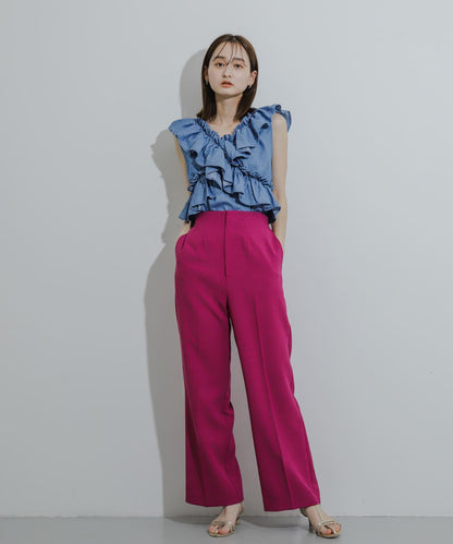 2WAY荷葉邊無袖襯衫