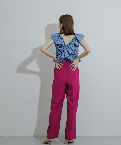 2WAY荷葉邊無袖襯衫