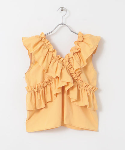 2WAY荷葉邊無袖襯衫