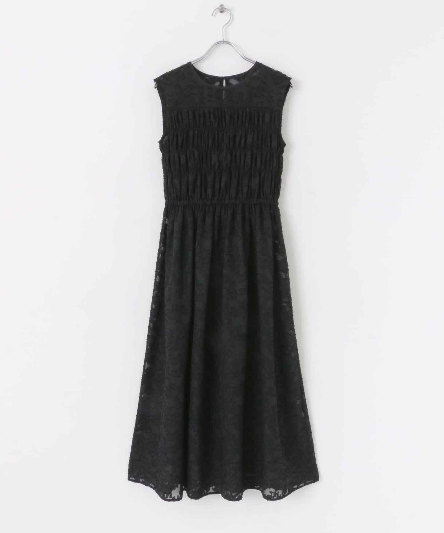 收腰褶皺無袖連衣裙