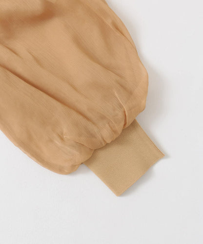 透視感蓬鬆袖針織衫（五分袖）