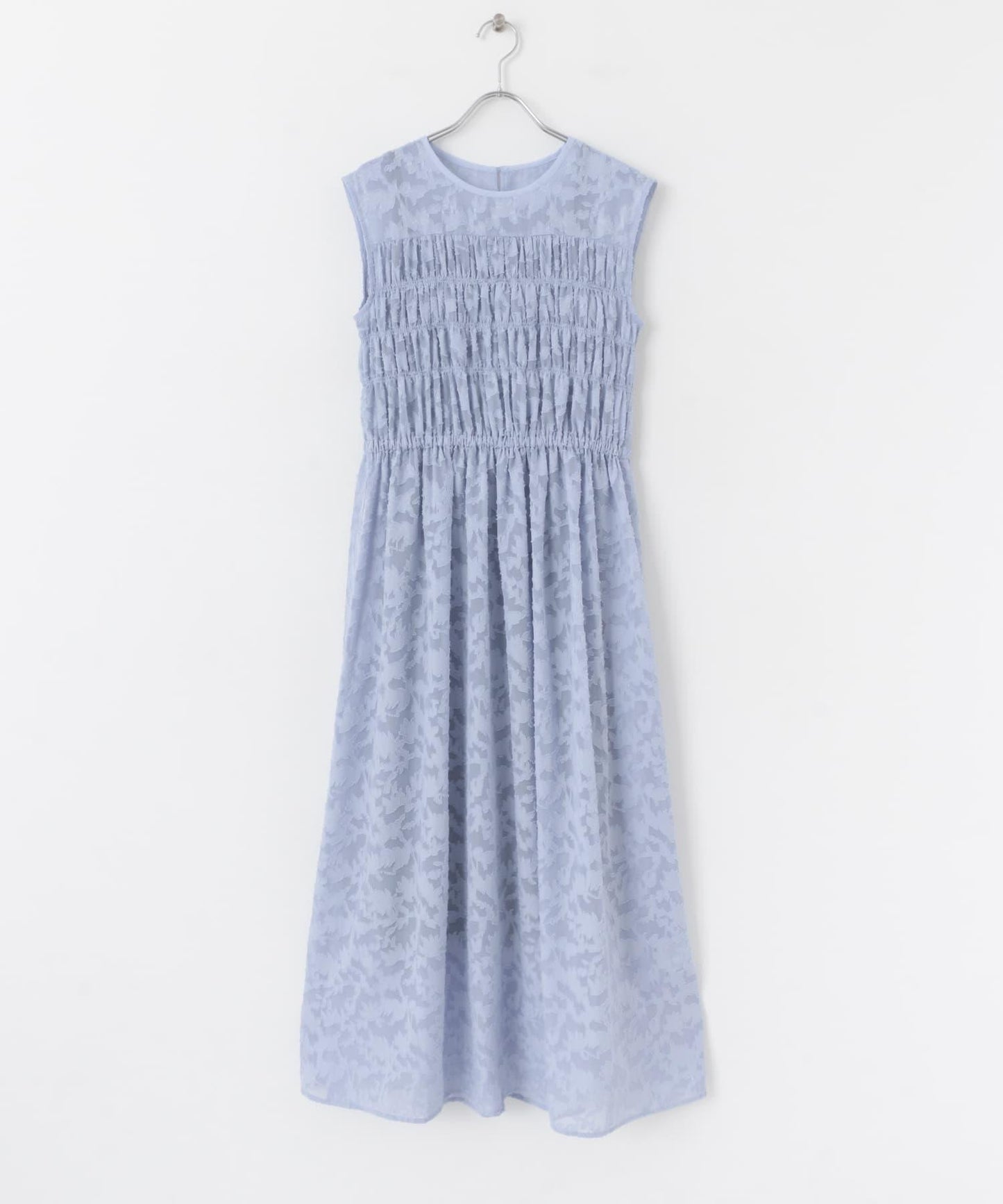 收腰褶皺無袖連衣裙