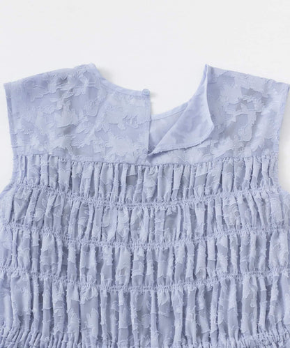 收腰褶皺無袖連衣裙