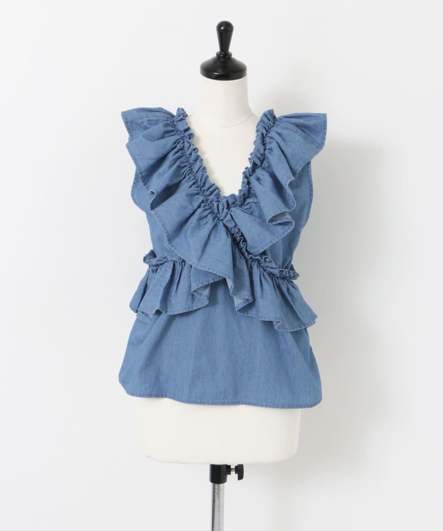 2WAY荷葉邊無袖襯衫