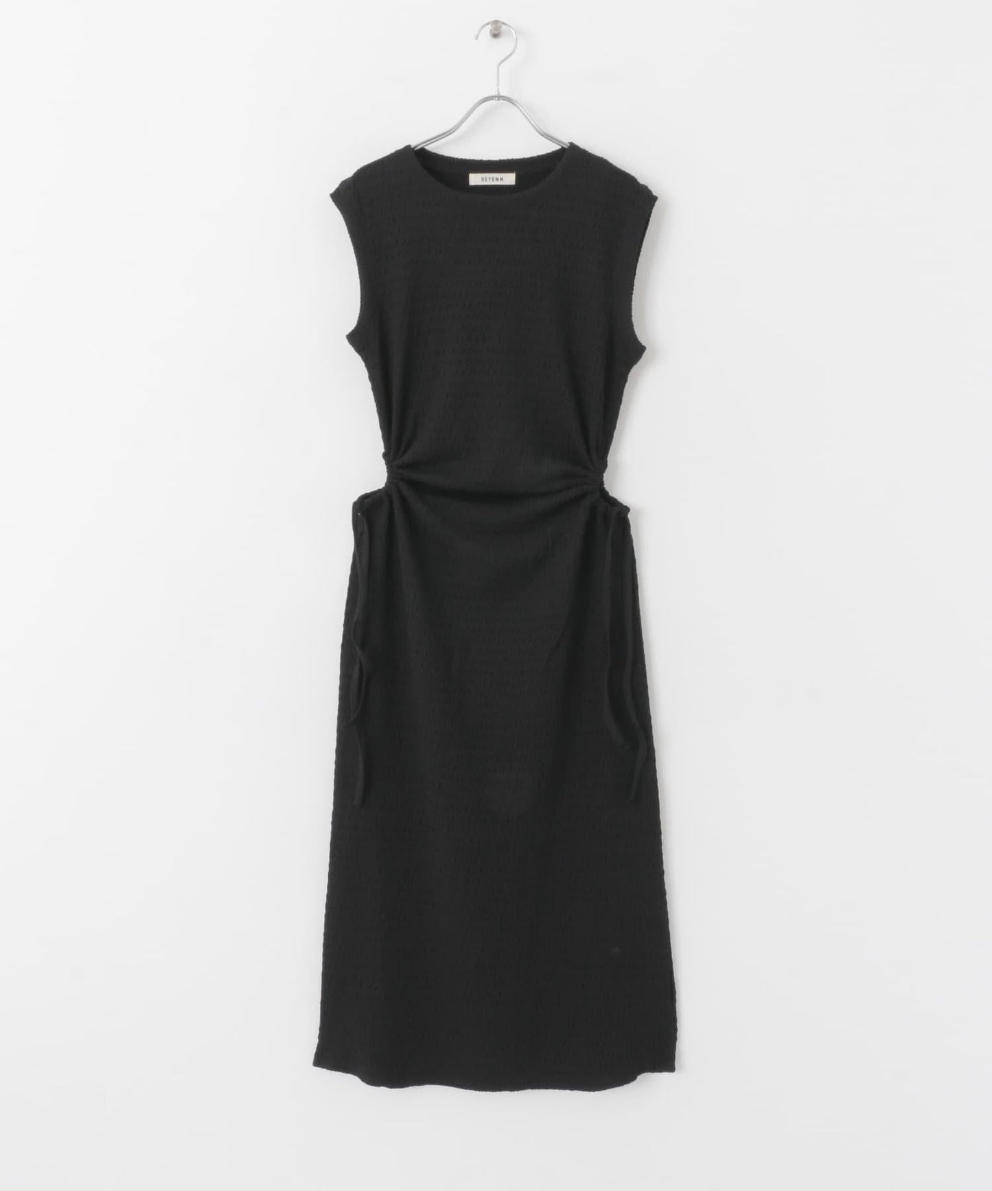 側邊開衩提花連衣裙