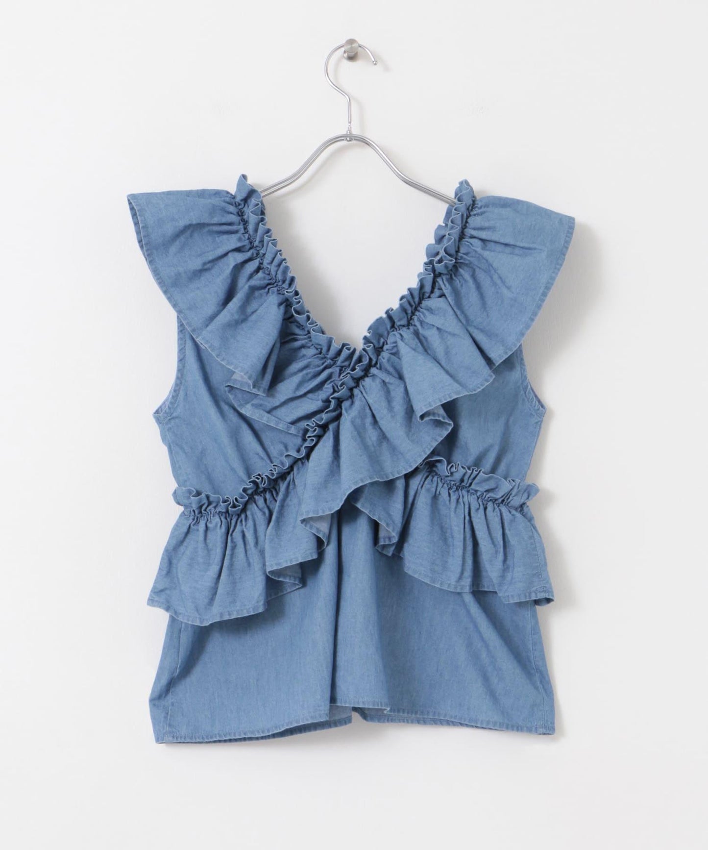 2WAY荷葉邊無袖襯衫