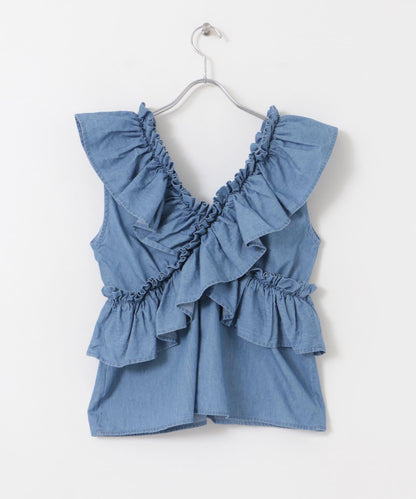 2WAY荷葉邊無袖襯衫