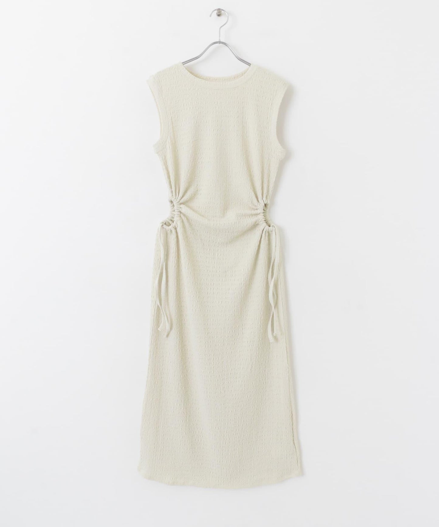 側邊開衩提花連衣裙