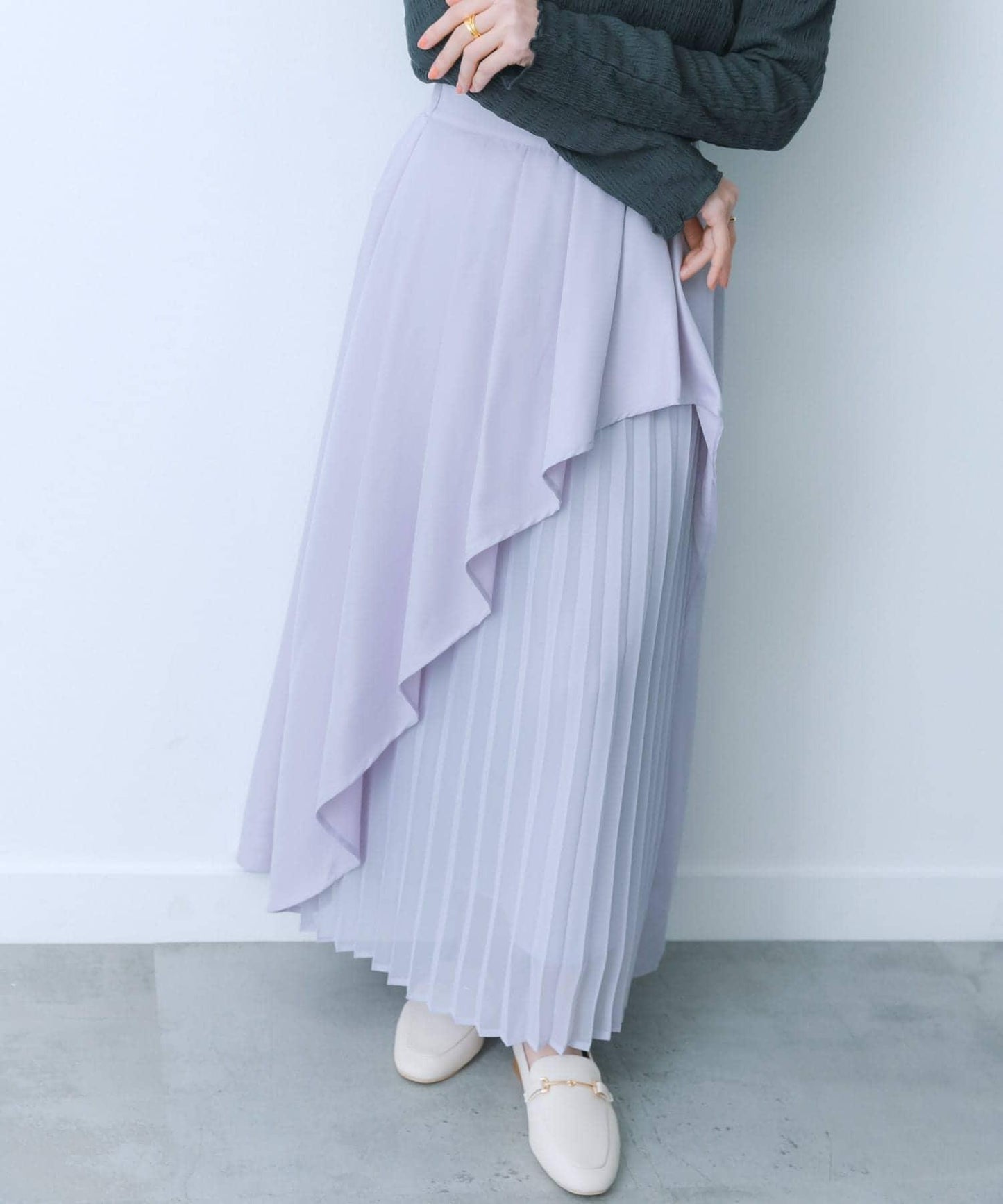 透視褶皺層疊半身裙