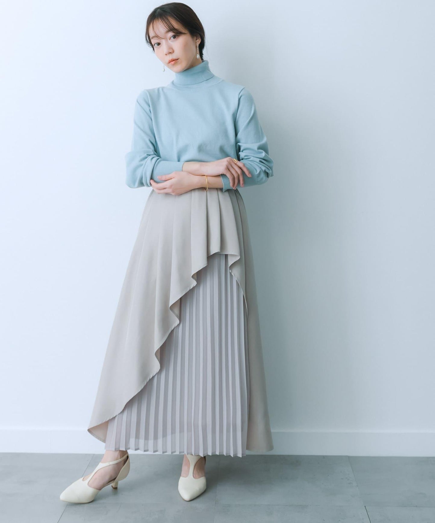 透視褶皺層疊半身裙