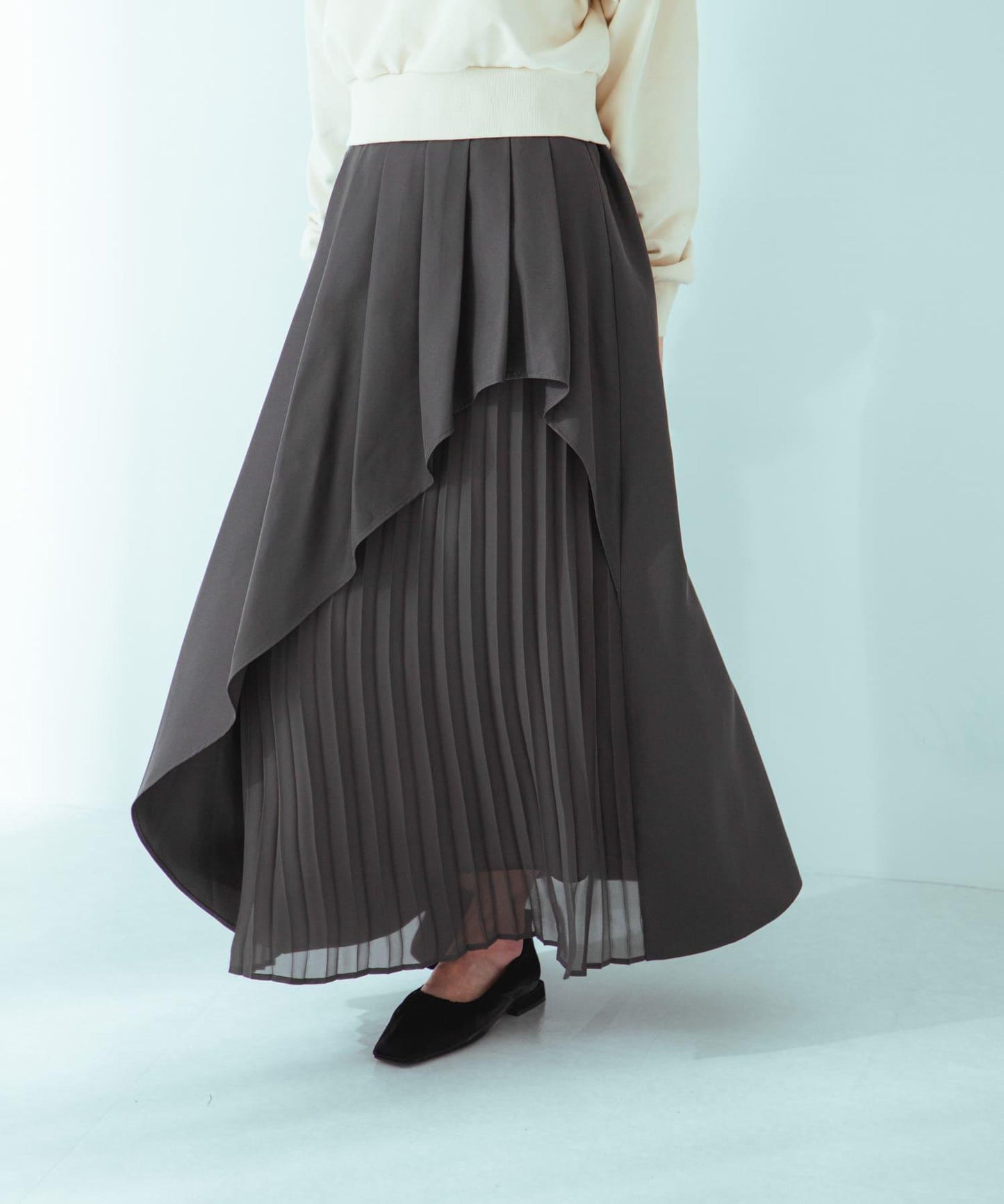 透視褶皺層疊半身裙