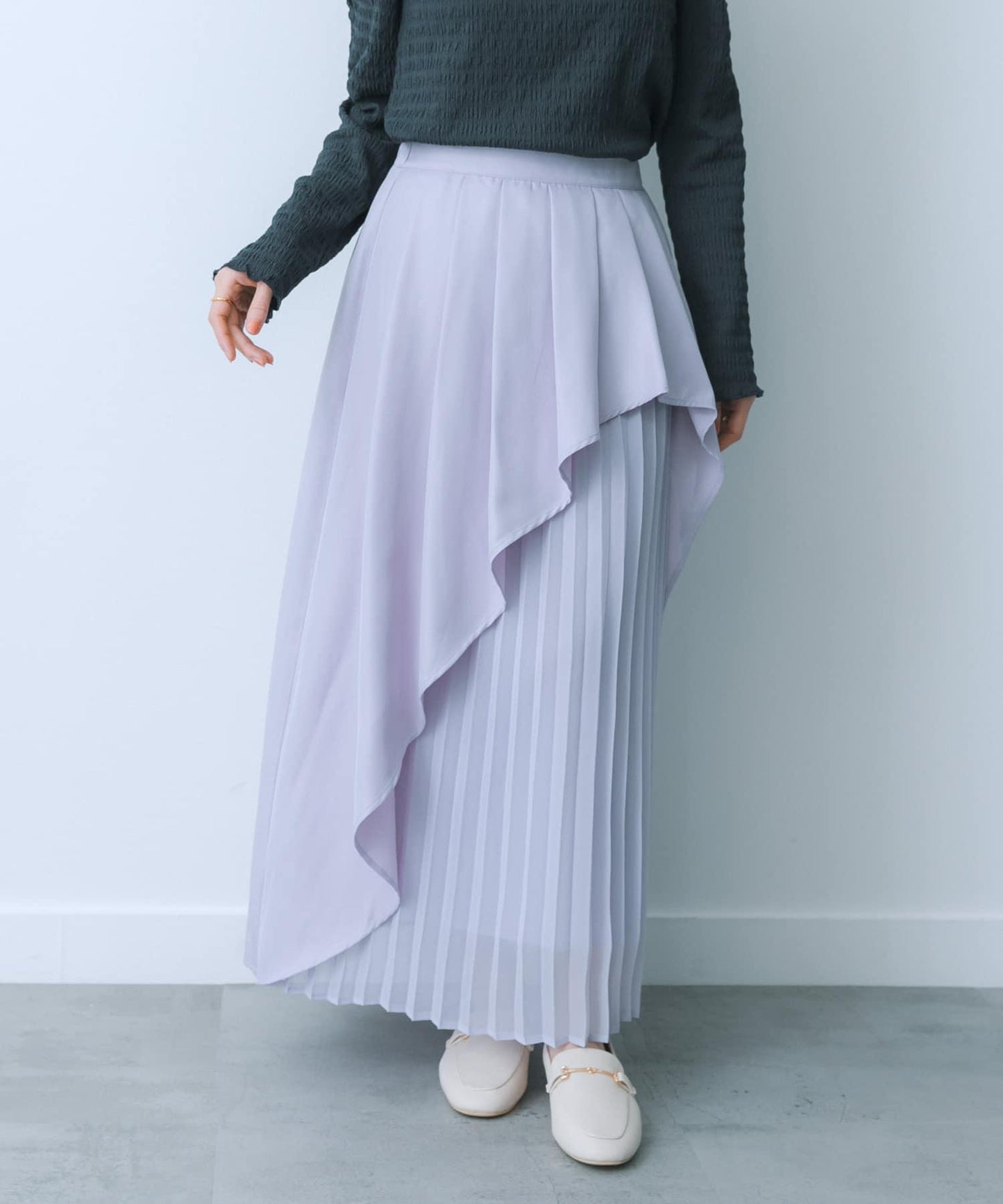 透視褶皺層疊半身裙