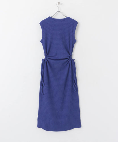 側邊開衩提花連衣裙