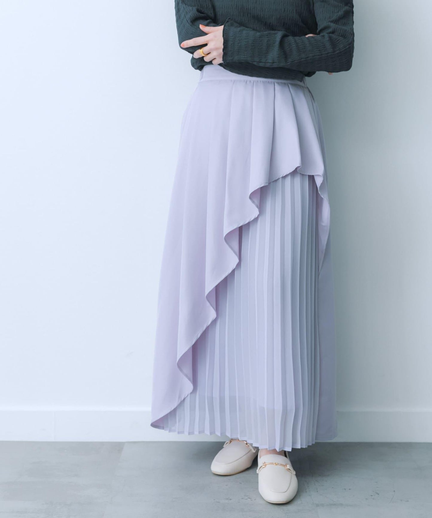 透視褶皺層疊半身裙