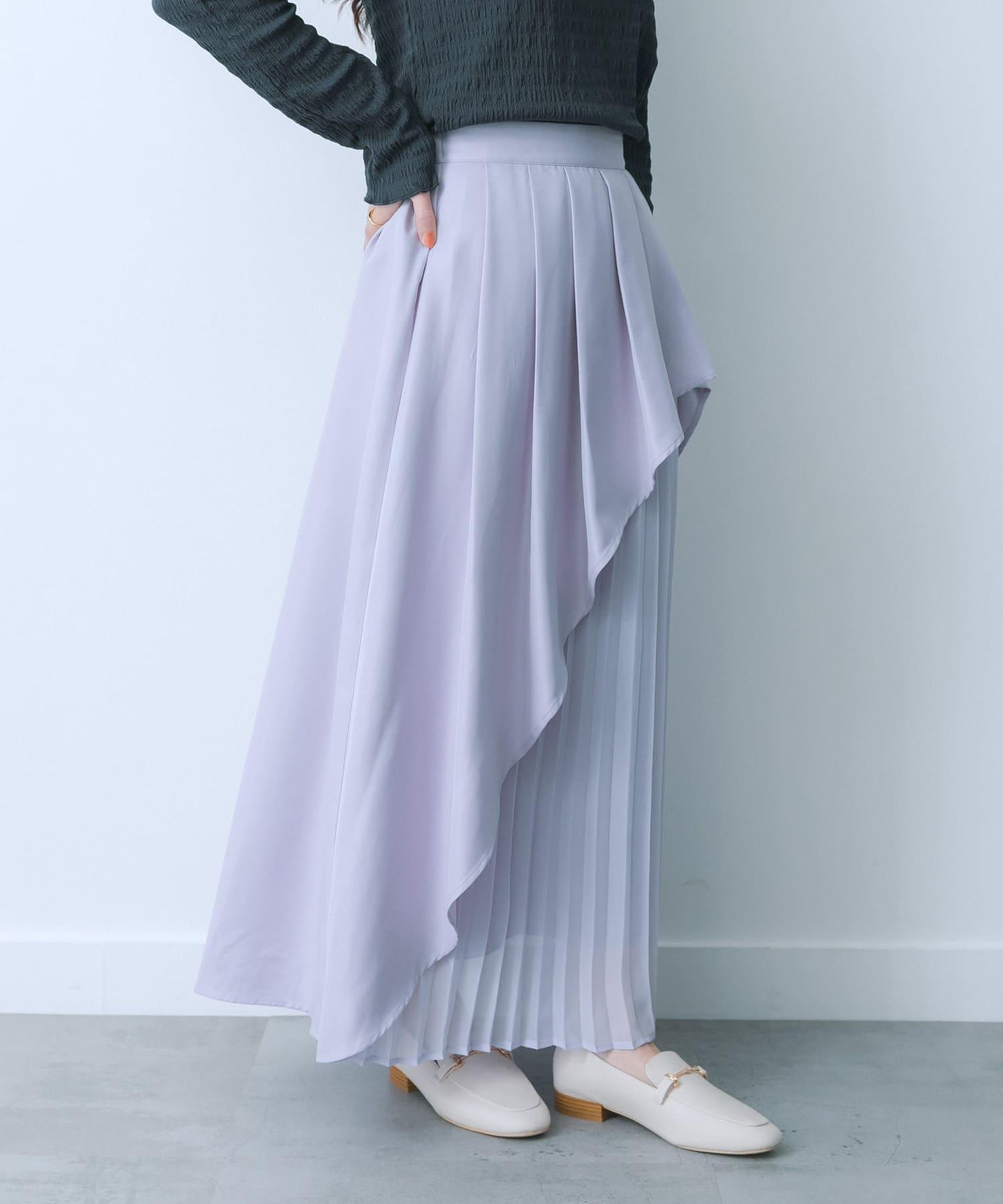 透視褶皺層疊半身裙