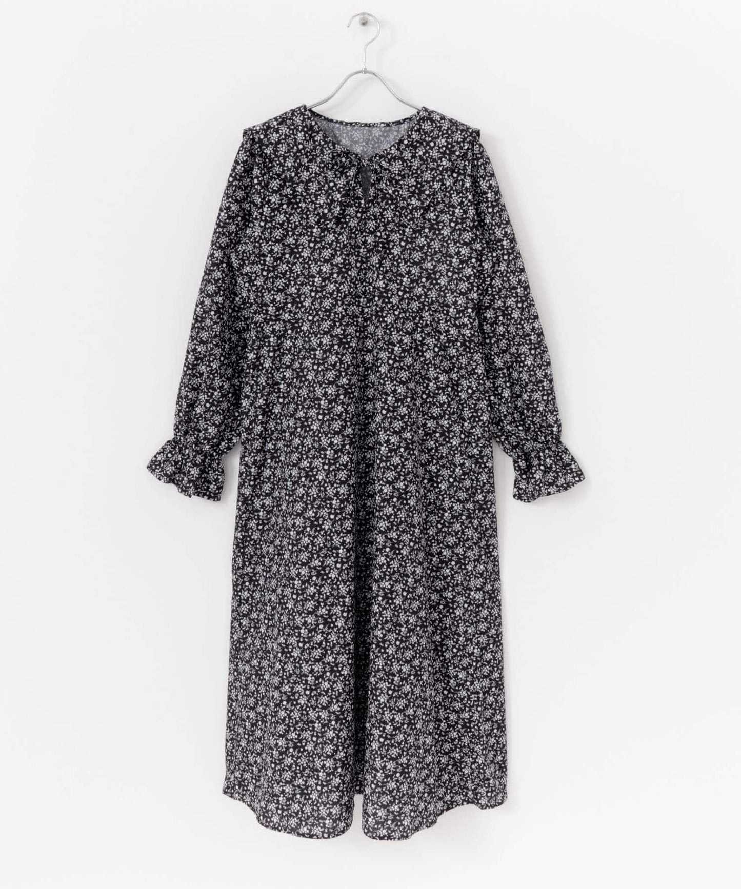 花卉圖案水手領長款連衣裙