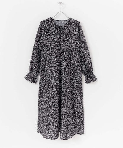 花卉圖案水手領長款連衣裙