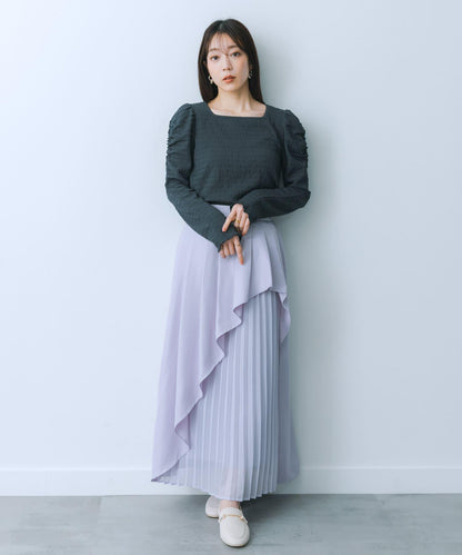 透視褶皺層疊半身裙