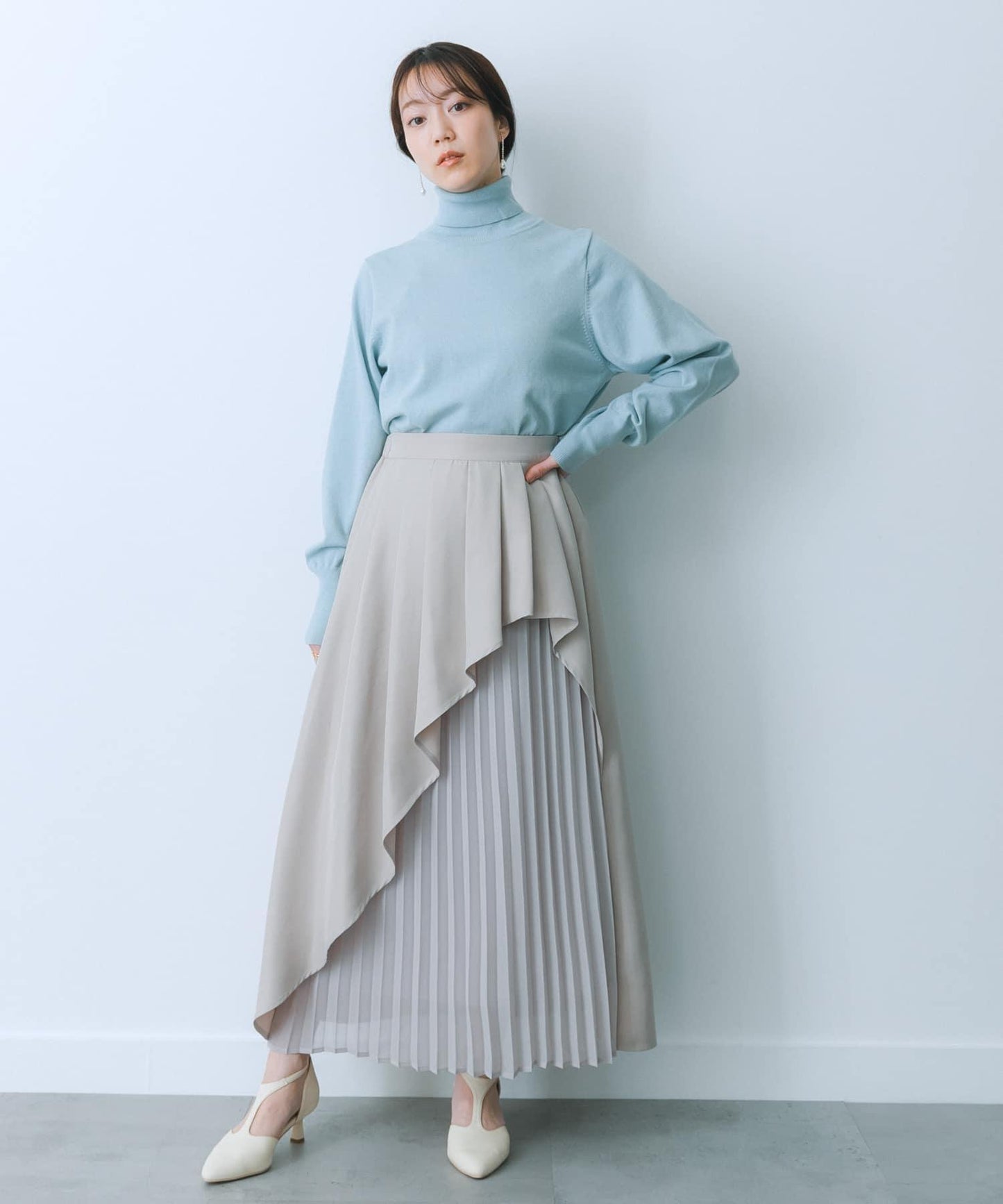 透視褶皺層疊半身裙