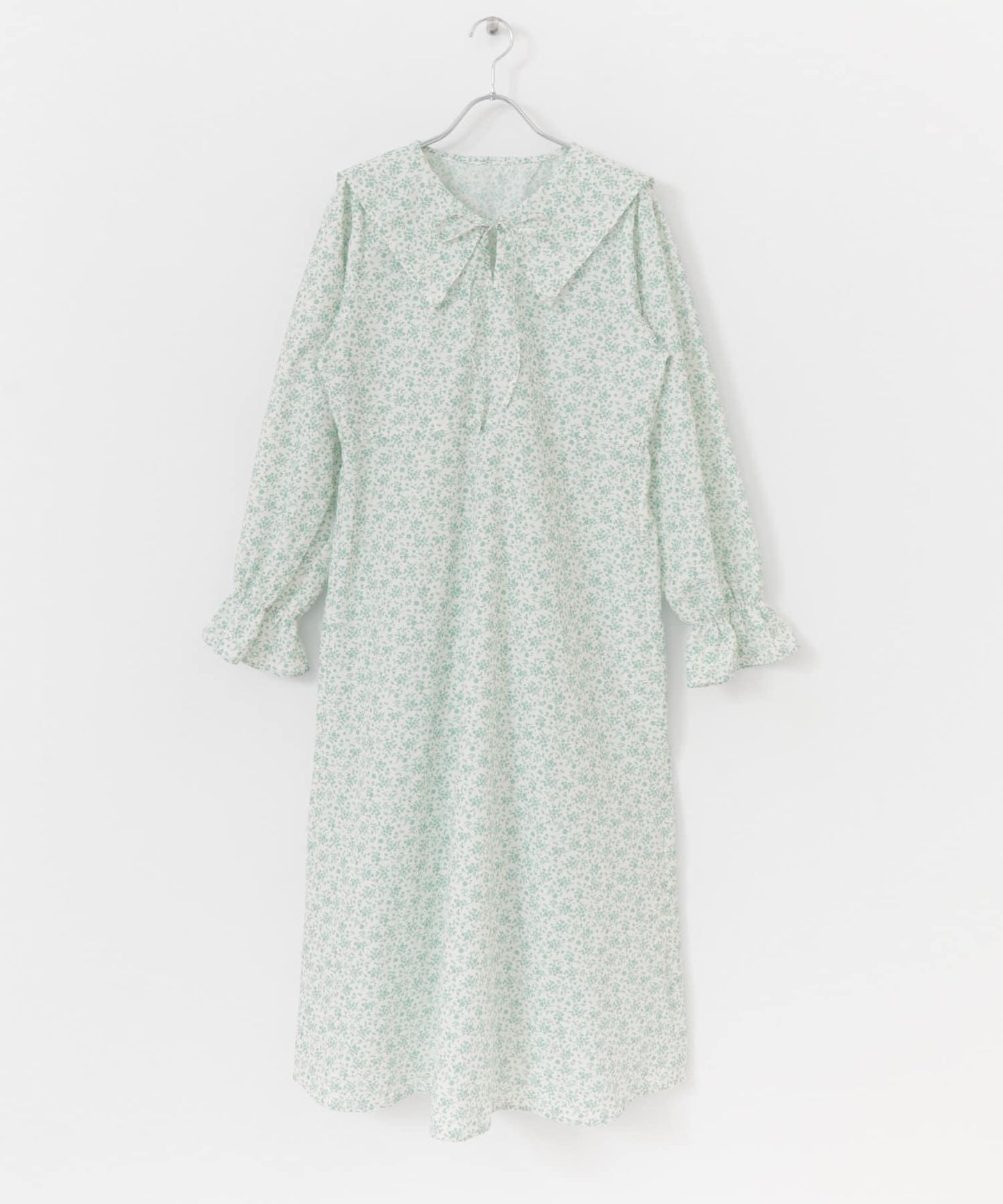 花卉圖案水手領長款連衣裙