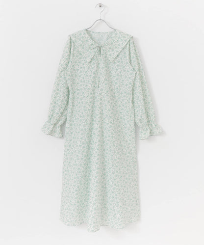 花卉圖案水手領長款連衣裙