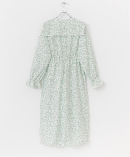 花卉圖案水手領長款連衣裙