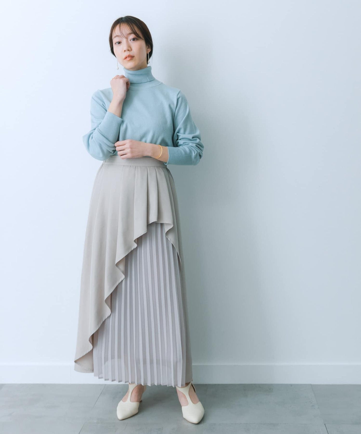 透視褶皺層疊半身裙